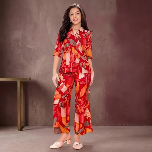 Red_Floral_Print_Silk_Night_Suit_Set_For_Women