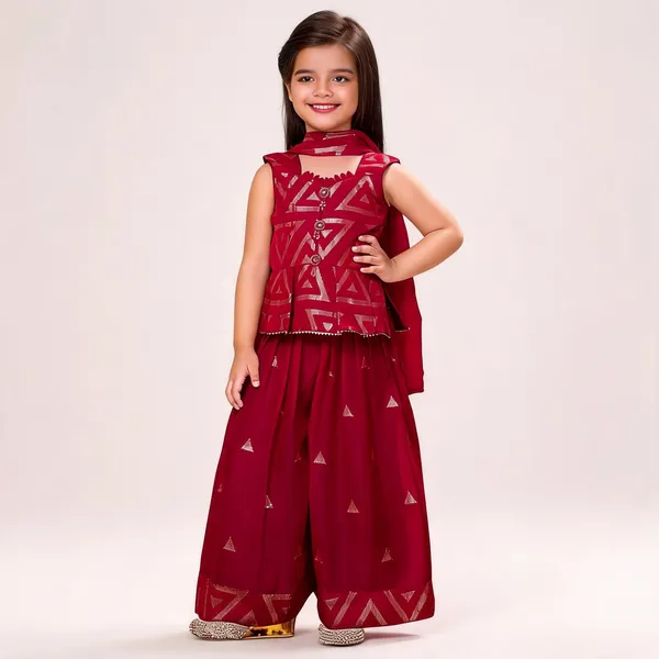 Maroon_Viscose_Embroidered_Sharara_Set_For_Girls