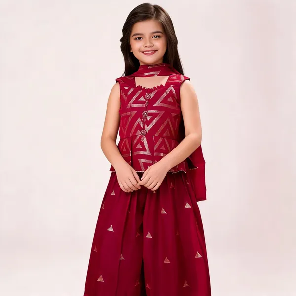 Maroon_Viscose_Embroidered_Sharara_Set_For_Girls