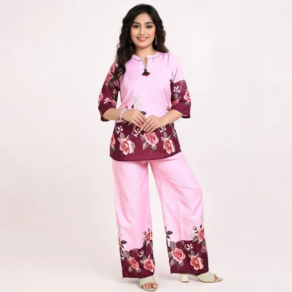 Pink_Floral_Print_Night_Suit_Set_For_Women