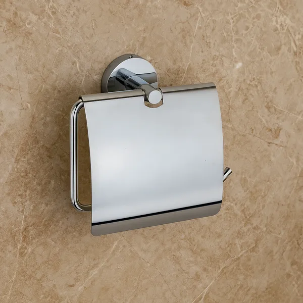 Silver_Chrome_Modern_Toilet_Paper_Holder_With_Cover,_Wall_Mount