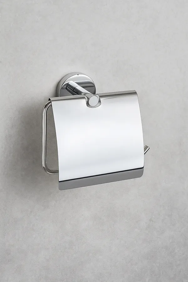 Silver_Chrome_Modern_Toilet_Paper_Holder_With_Cover,_Wall_Mount