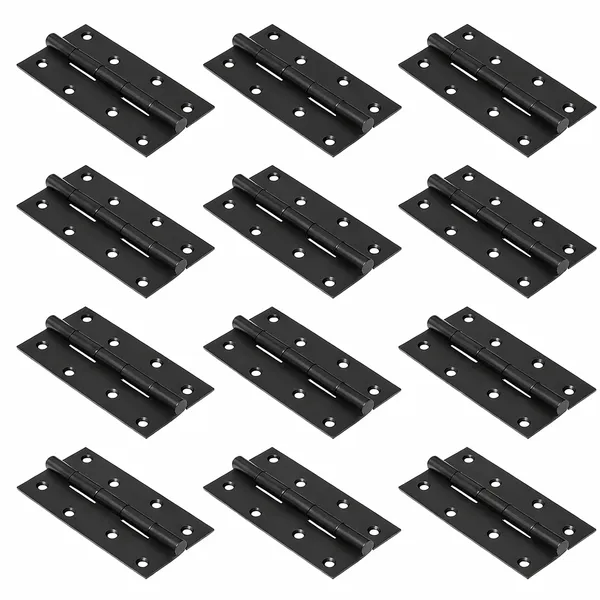 Pack_of_12_|_4_Inch_x_12_Gauge_|_Black_Finish_|_Heavy_Duty_Welded_Hinges_for_Main_Door,_Stainless_Steel_Hinges,_Kabja_for_Door,_Cabinets_Doors,_Bedroom,_Kabja_for_Door_�_Pack_of_12_(2.5mm_Thickness,_Matt_Finish)
