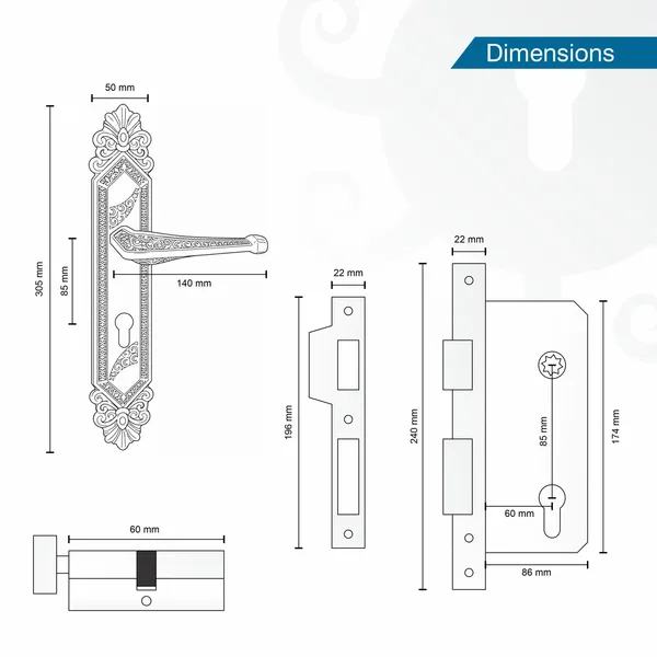 DM_Locks_|_12_inches_|_Premium_Zinc_Black_Antique_Finish_Mortise_Lock_Set
