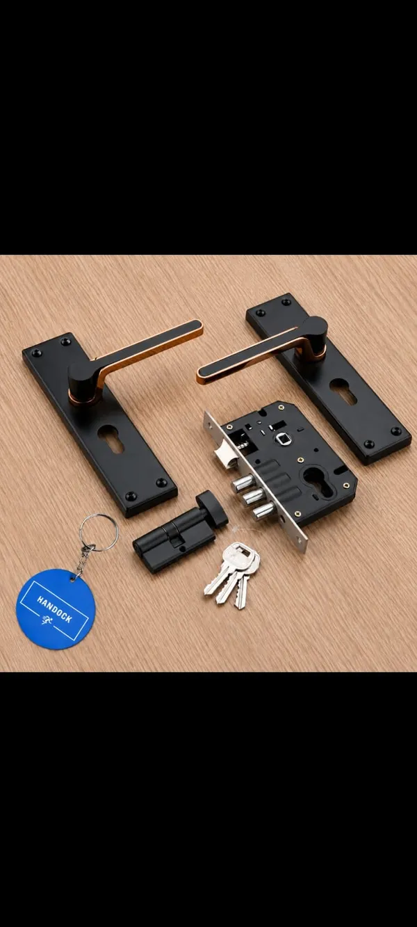 DM_Locks_|_8_Inch_|_Mortise_Handle_Cylindrical_Door_Lock_200mm,_Black_and_Rose_Gold_finish
