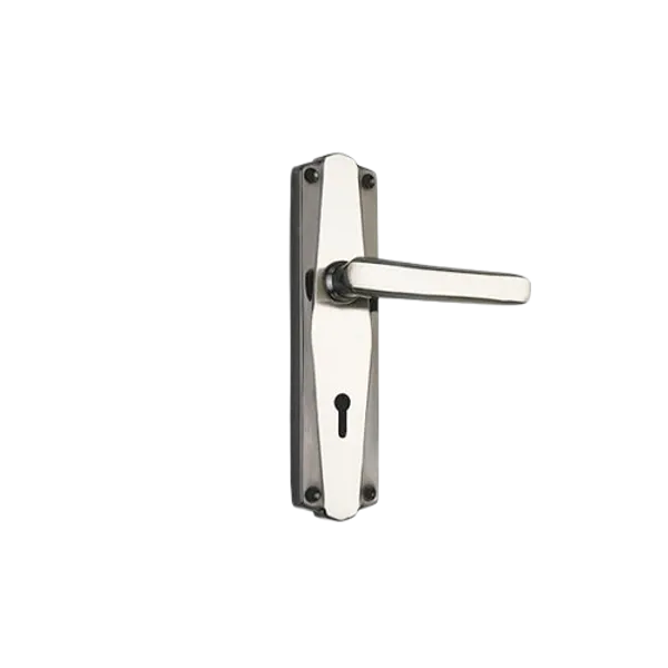 Pack_Of_2_|_DM_Locks_|_Iron_Glossy_7"_Mortise_Handle_-_65MM_Double_Turn,_3_Keys,_Straight_Handle_|_Black,_Silver_|