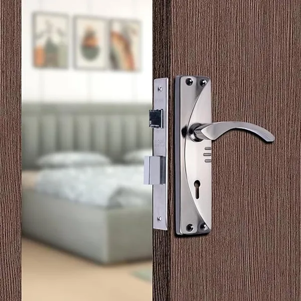 DM_Locks_|_Iron_|_Matt_Finish_7"_Mortice_Door_Set,_Curved_Handle_(Black,_Silver)