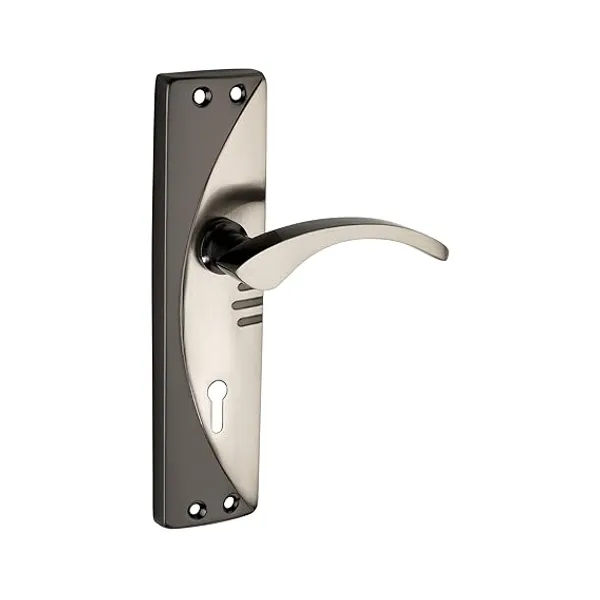 DM_Locks_|_Iron_|_Matt_Finish_7"_Mortice_Door_Set,_Curved_Handle_(Black,_Silver)