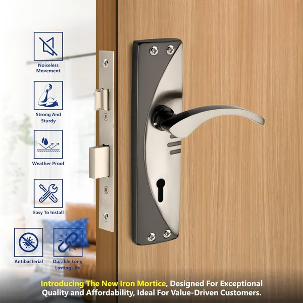 DM_Locks_|_Iron_|_Matt_Finish_7"_Mortice_Door_Set,_Curved_Handle_(Black,_Silver)