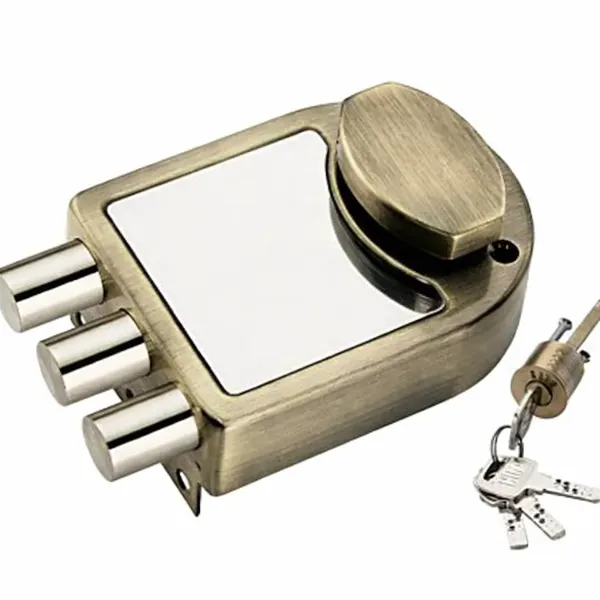 Heavy_Tribolt_Door_Lock_|_Stainless_Steel_|_Brass_Antique_Finish_|_1_CK_|_Four_High_Grade_Brass_Computer_Keys