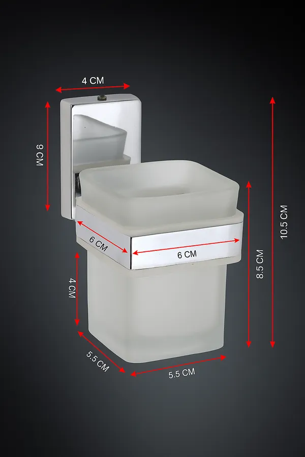 Pack_of_2_|_SS_202_|_Silver_Chrome_Stainless_Steel_Modern_Frosted_Tumbler_Holder/Toothbrush_Holder/Toothpaste_Holder_With_Frosted_Glass,_Square_Design