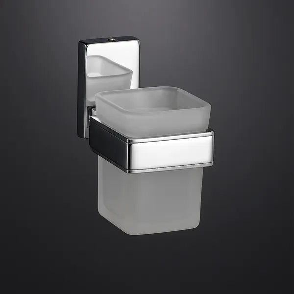 Pack_of_2_|_SS_202_|_Silver_Chrome_Stainless_Steel_Modern_Frosted_Tumbler_Holder/Toothbrush_Holder/Toothpaste_Holder_With_Frosted_Glass,_Square_Design