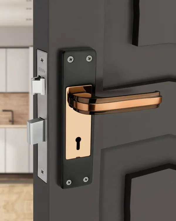 Pack_Of_2_|_DM_Locks_|_Iron_|_Black_Rose_Gold_|_8"_Mortice_Handle_-_65MM_Double_Turn,_3_Keys