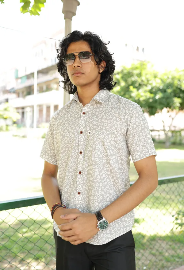 Jaipuri_Print__Multicolor_Pure_Cotton_Hand_Block_Half_Sleeve_Shirt_For_Men