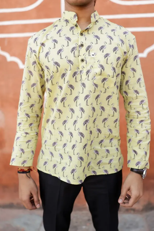Jaipuri_Print__Cream_Pure_Cotton_Hand_Block_Half_Sleeve_Shirt_For_Men