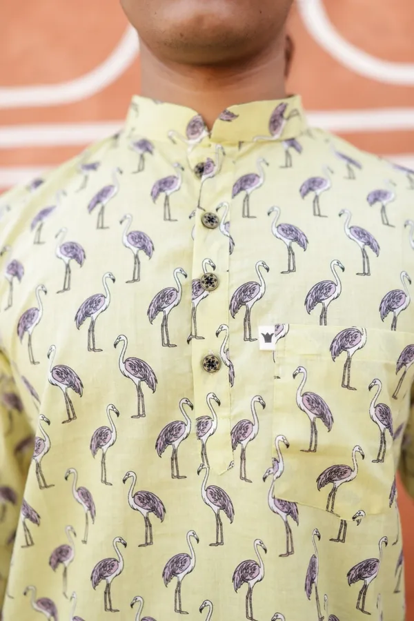 Jaipuri_Print__Cream_Pure_Cotton_Hand_Block_Half_Sleeve_Shirt_For_Men