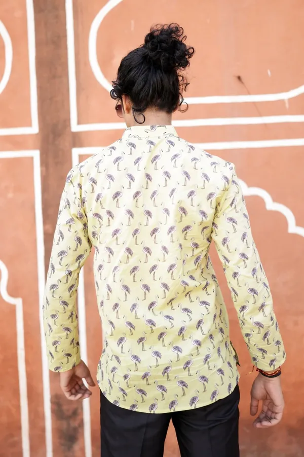 Jaipuri_Print__Cream_Pure_Cotton_Hand_Block_Half_Sleeve_Shirt_For_Men