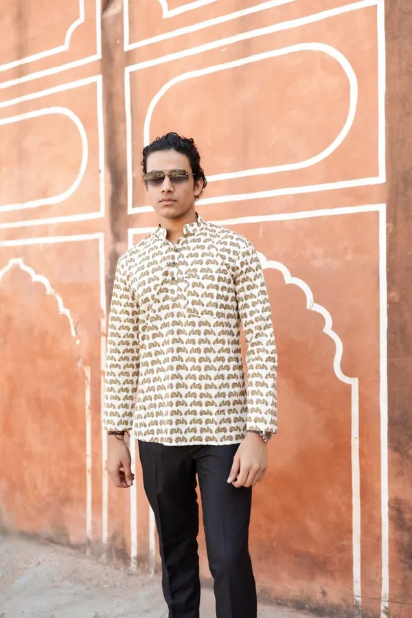 Jaipuri_Print_Beige_Pure_Cotton_Hand_Block___Full_Sleeve_Kurta_For_Men