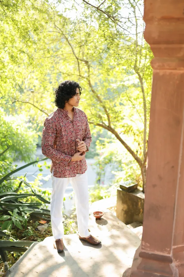 Jaipuri_Print_Red_Pure_Cotton_Hand_Block___Full_Sleeve_Kurta_For_Men