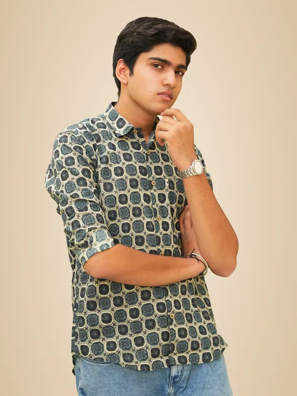 Jaipuri_Print_Multicolor_Pure_Cotton_Hand_Block___Full_Sleeve_Shirt_For_Men