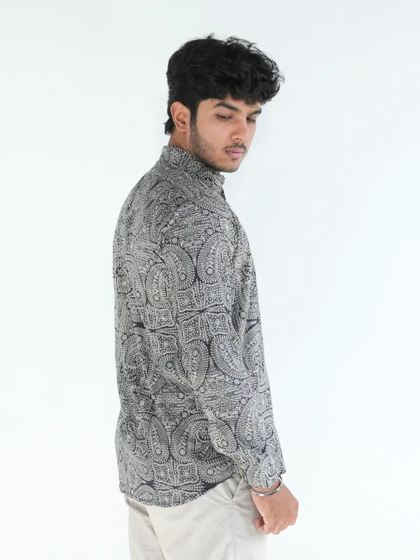 Jaipuri_Print_Black_Pure_Cotton_Hand_Block___Full_Sleeve_Shirt_For_Men