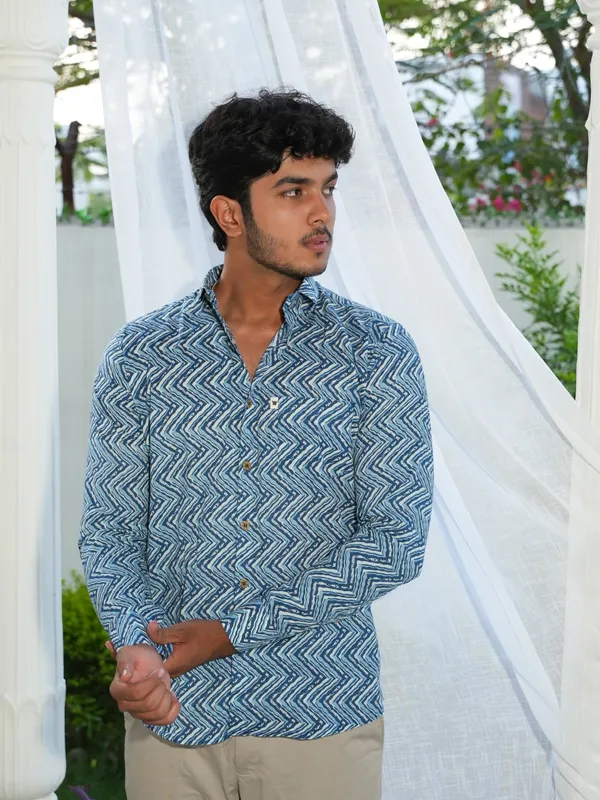 Jaipuri_Print_Light_Blue_Pure_Cotton_Hand_Block___Full_Sleeve_Shirt_For_Men
