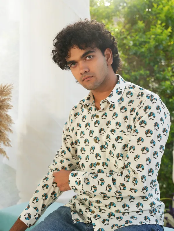 Jaipuri_Print_White_Pure_Cotton_Hand_Block___Full_Sleeve_Shirt_For_Men