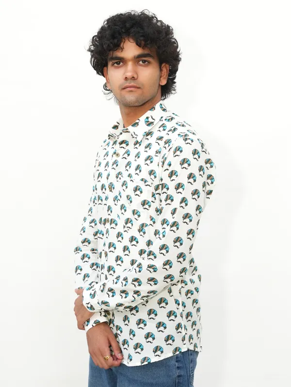 Jaipuri_Print_White_Pure_Cotton_Hand_Block___Full_Sleeve_Shirt_For_Men
