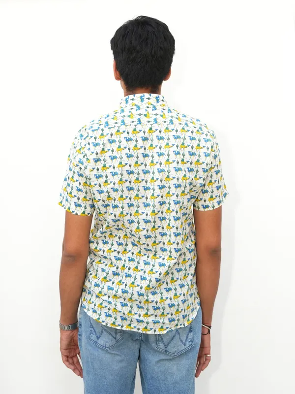 Jaipuri_Print_Multicolor_Pure_Cotton_Hand_Block___Half_Sleeve_Shirt_For_Men