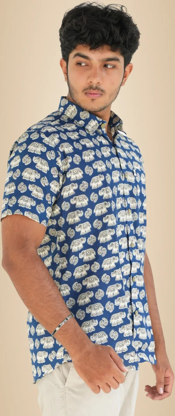 Jaipuri_Print_Blue_Pure_Cotton_Hand_Block___Half_Sleeve_Shirt_For_Men