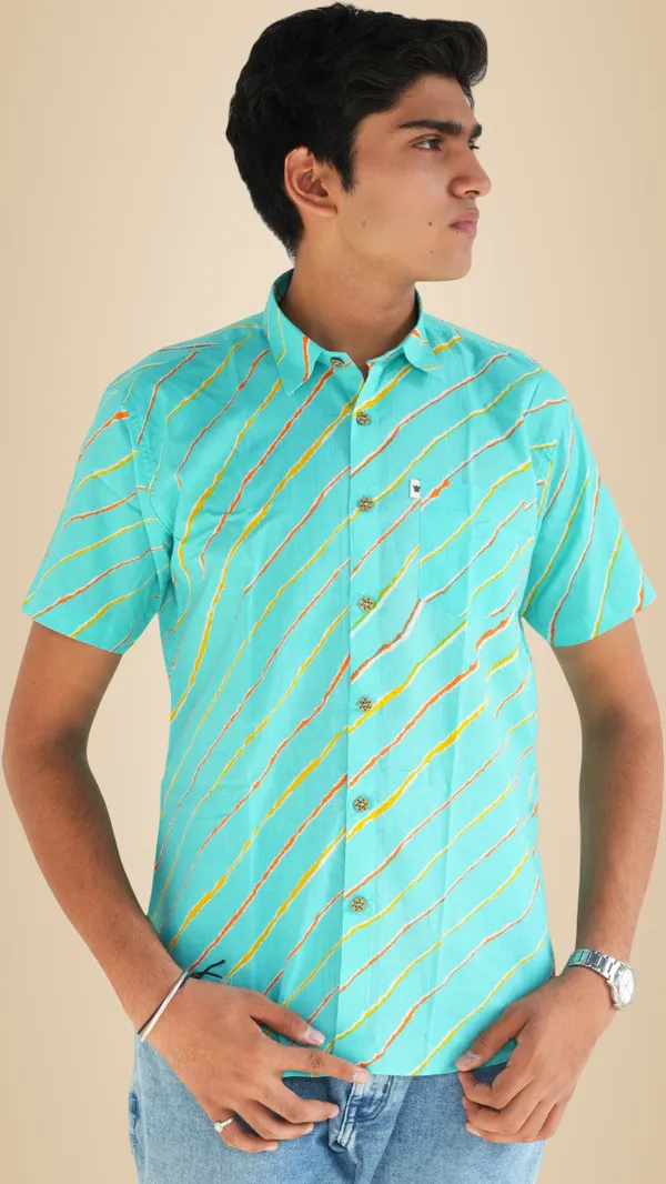Jaipuri_Print_Light_Blue_Pure_Cotton_Hand_Block___Half_Sleeve_Shirt_For_Men