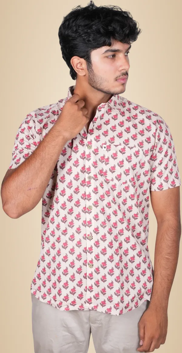 Jaipuri_Print_White_Pure_Cotton_Hand_Block___Half_Sleeve_Shirt_For_Men