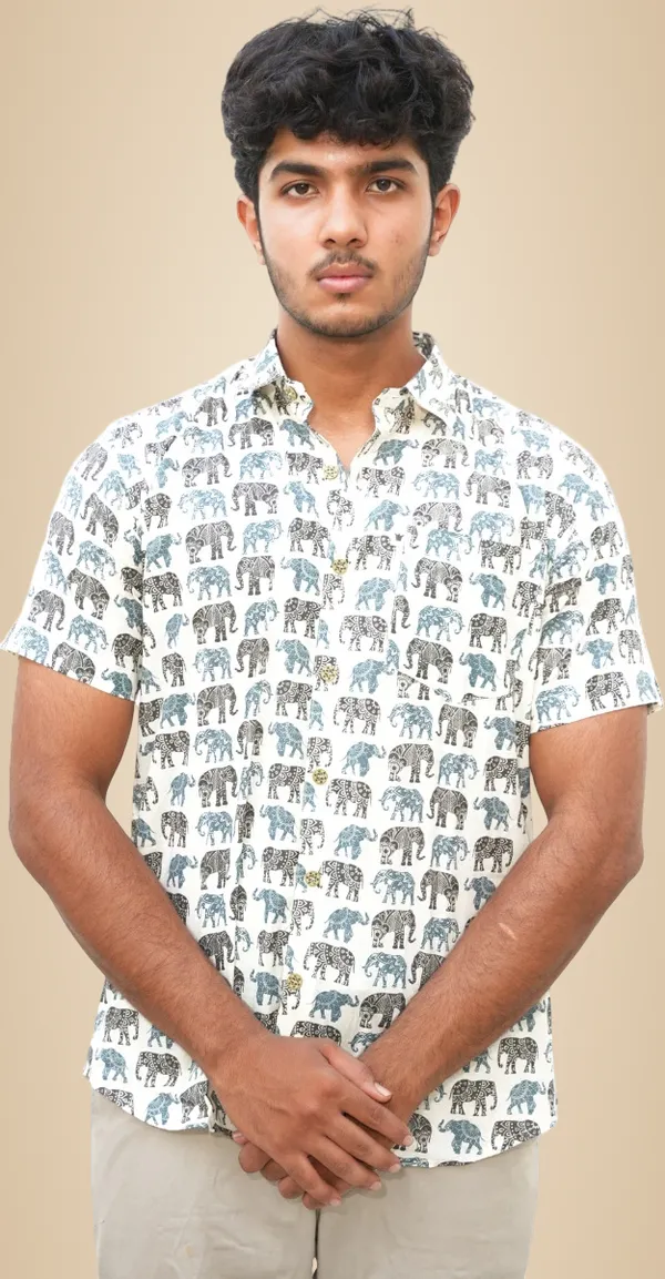 Jaipuri_Print_White_Pure_Cotton_Hand_Block___Half_Sleeve_Shirt_For_Men