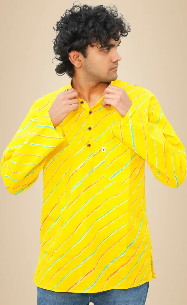 Jaipuri_Print_Yellow_Pure_Cotton_Hand_Block___Full_Sleeve_Kurta_For_Men