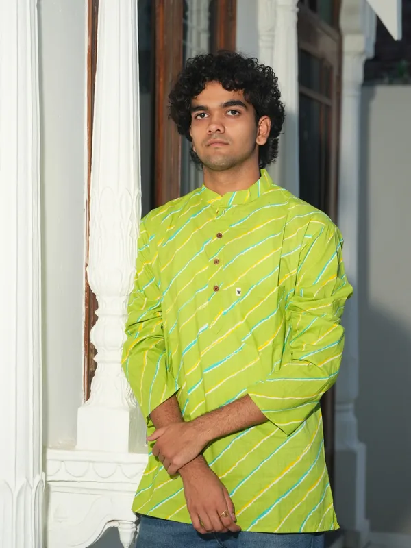 Jaipuri_Print__Green_Pure_Cotton_Hand_Block_Full_Sleeve_Kurta_For_Men