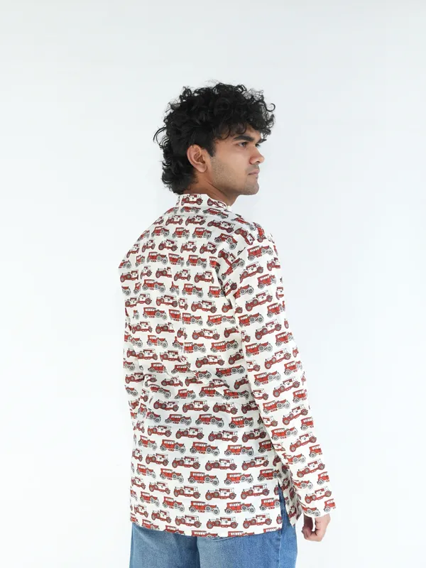 Jaipuri_Print_White&Red_Pure_Cotton_Hand_Block___Full_Sleeve_Kurta_For_Men