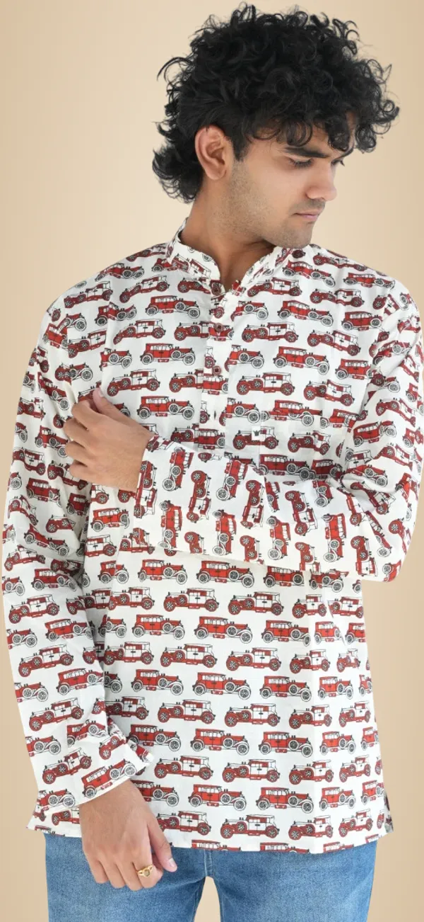 Jaipuri_Print_White&Red_Pure_Cotton_Hand_Block___Full_Sleeve_Kurta_For_Men