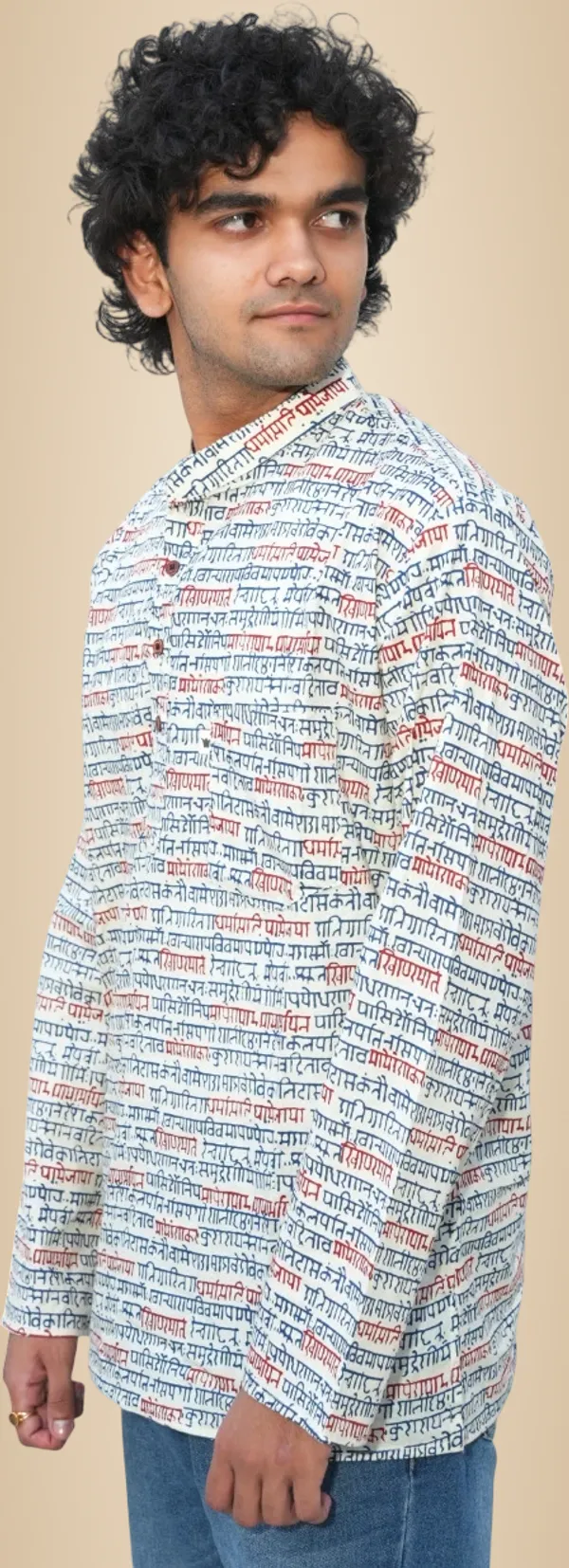 Jaipuri_Print_Beige_Pure_Cotton_Hand_Block___Full_Sleeve_Kurta_For_Men