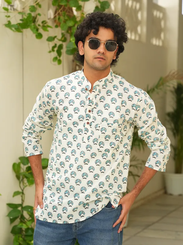 Jaipuri_Print_White_Pure_Cotton_Hand_Block___Full_Sleeve_Kurta_For_Men