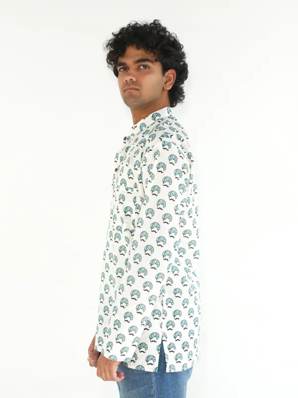 Jaipuri_Print_White_Pure_Cotton_Hand_Block___Full_Sleeve_Kurta_For_Men
