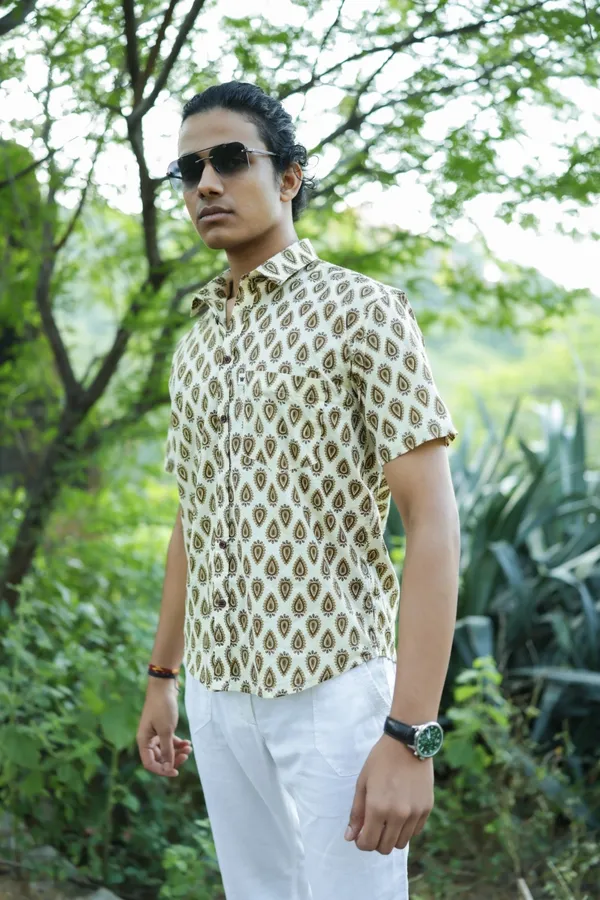 Jaipuri_Print_Multicolor_Pure_Cotton_Hand_Block___Half_Sleeve_Shirt_For_Men