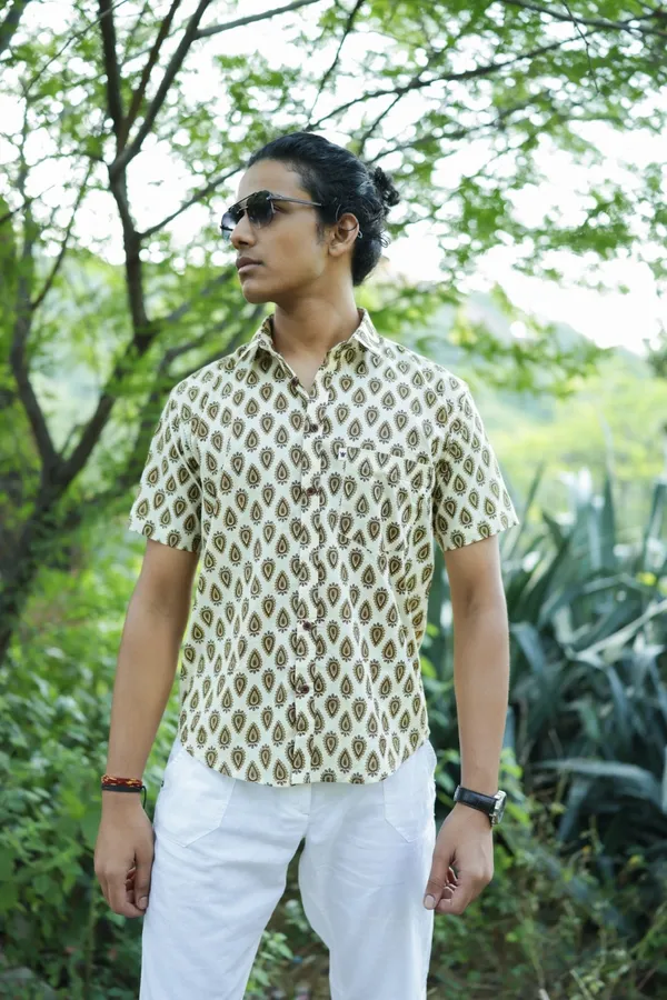 Jaipuri_Print_Multicolor_Pure_Cotton_Hand_Block___Half_Sleeve_Shirt_For_Men