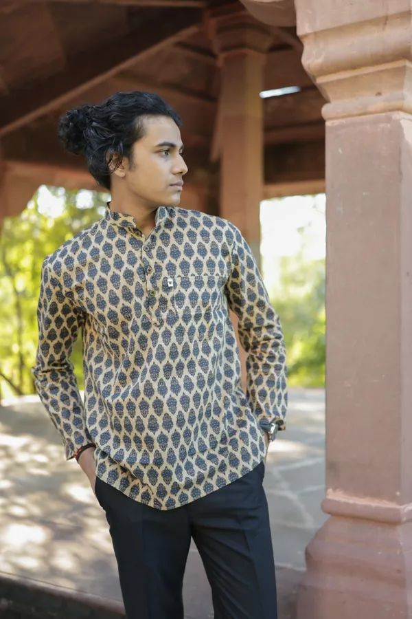 Jaipuri_Print_Brown_Pure_Cotton_Hand_Block___Full_Sleeve_Shirt_For_Men