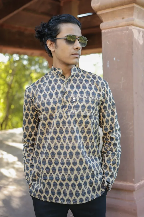 Jaipuri_Print_Brown_Pure_Cotton_Hand_Block___Full_Sleeve_Shirt_For_Men