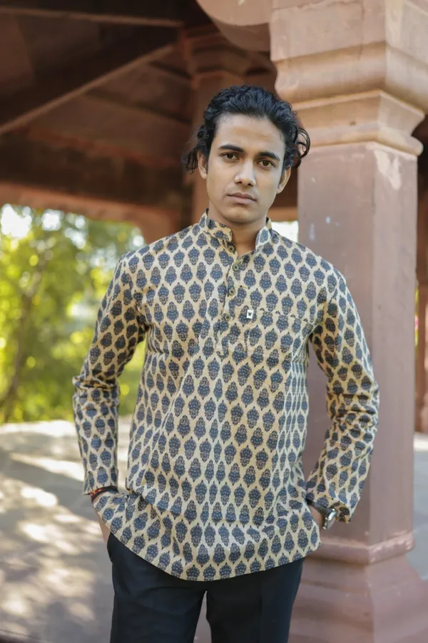 Jaipuri_Print_Brown_Pure_Cotton_Hand_Block___Full_Sleeve_Shirt_For_Men