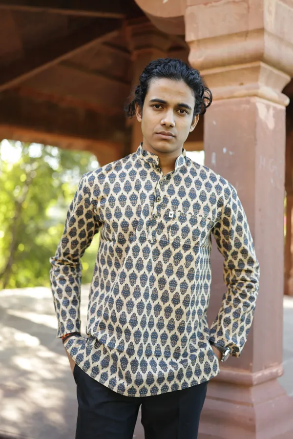 Jaipuri_Print_Brown_Pure_Cotton_Hand_Block___Full_Sleeve_Shirt_For_Men