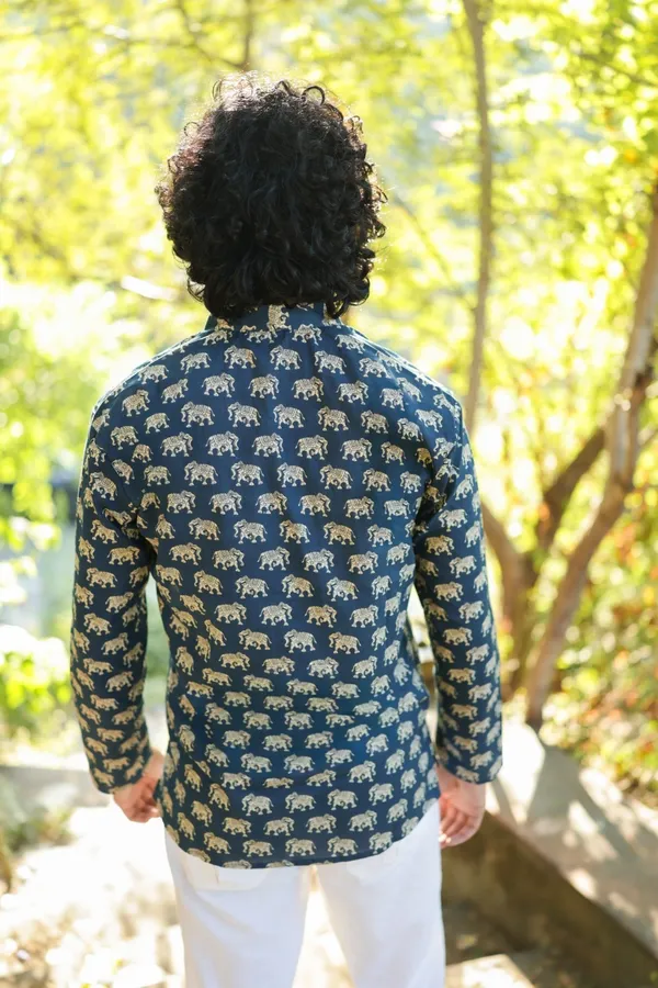 Jaipuri_Print_Blue_Pure_Cotton_Hand_Block___Full_Sleeve_Kurta_For_Men