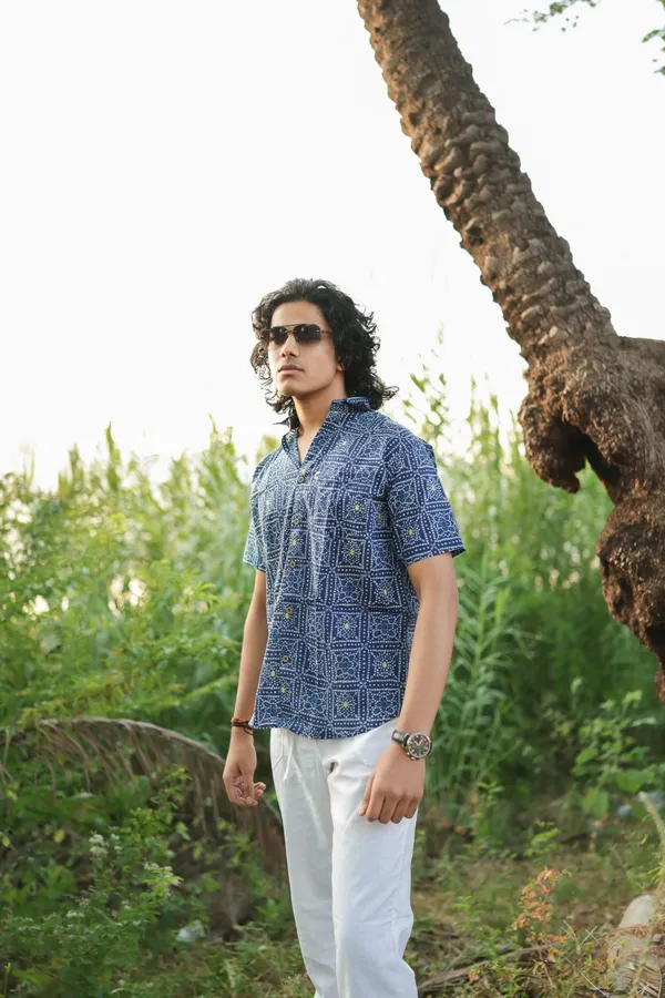 Jaipuri_Print_Multicolor_Pure_Cotton_Hand_Block___Half_Sleeve_Shirt_For_Men