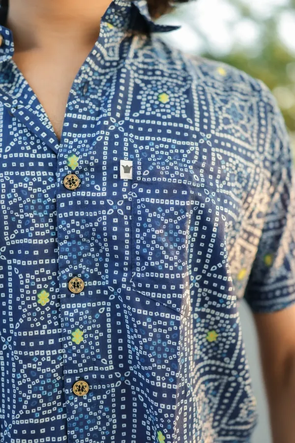 Jaipuri_Print_Multicolor_Pure_Cotton_Hand_Block___Half_Sleeve_Shirt_For_Men