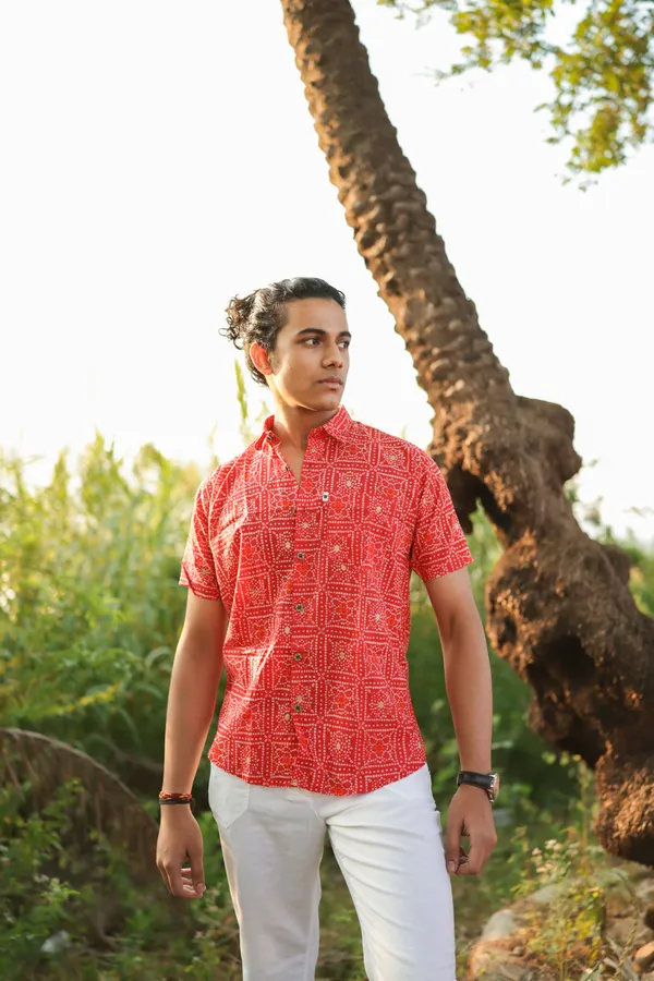 Jaipuri_Print_Multicolor_Pure_Cotton_Hand_Block___Half_Sleeve_Shirt_For_Men